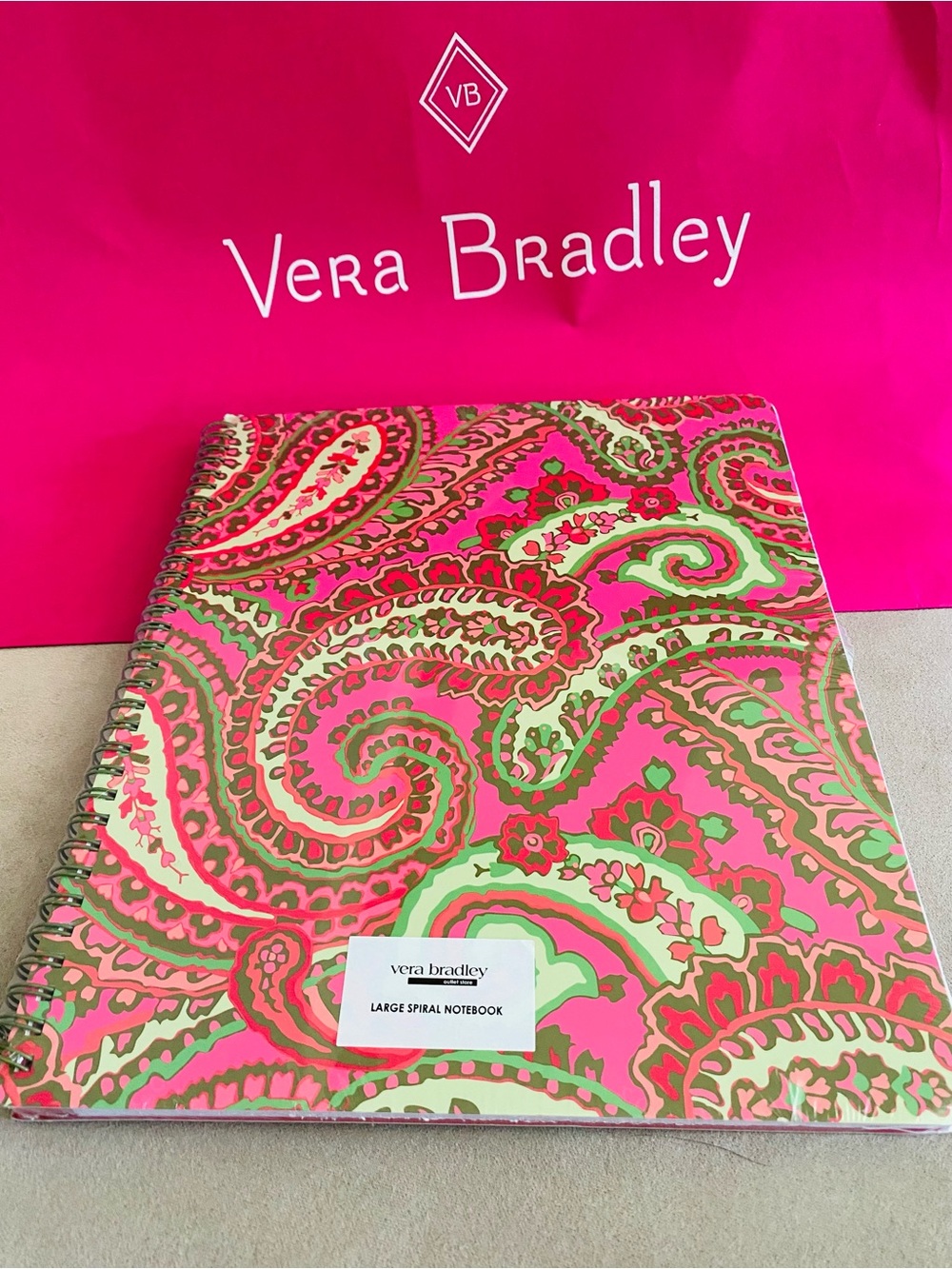 Vera Bradley Large Spiral Notebook NWT Capri Pink. 160 pages